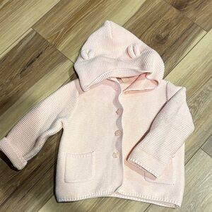 Blush pink button up sweater jacket